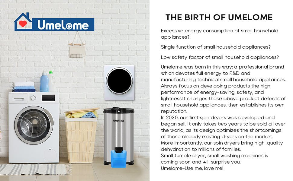 Spin Dryer 4kg by Umelome, Energy&Power Saving Spinner, Energy Efficiency Class: A+++, 2800 RPM Clothes Dryer, Gravity Drain dryer, Silvery - Amazing Gadgets Outlet