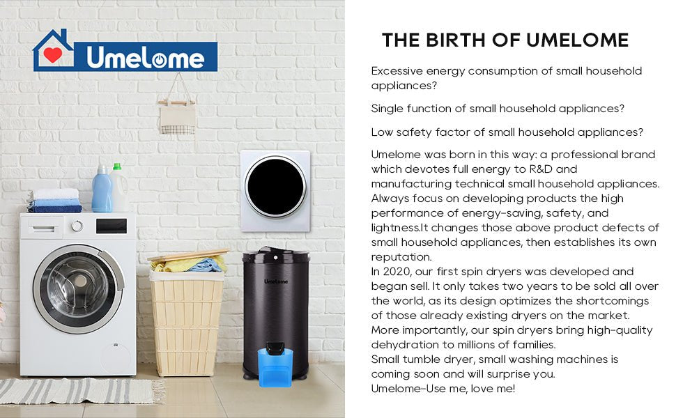 Spin Dryer 6kg by Umelome, Energy&Power Saving Spinner, Energy Efficiency Class: A+++, 2800 RPM Clothes Dryer, Gravity Drain dryer, Black - Amazing Gadgets Outlet