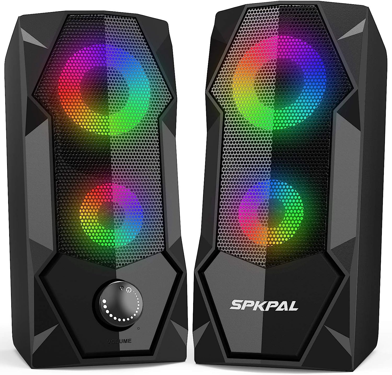 SPKPAL PC Speakers, Computer Speakers Wired RGB Gaming Speaker for PC 2.0 USB Powered Stereo Dual Channel Multimedia AUX 3.5mm for Laptop Desktop Tablet Phone,10W - Amazing Gadgets Outlet