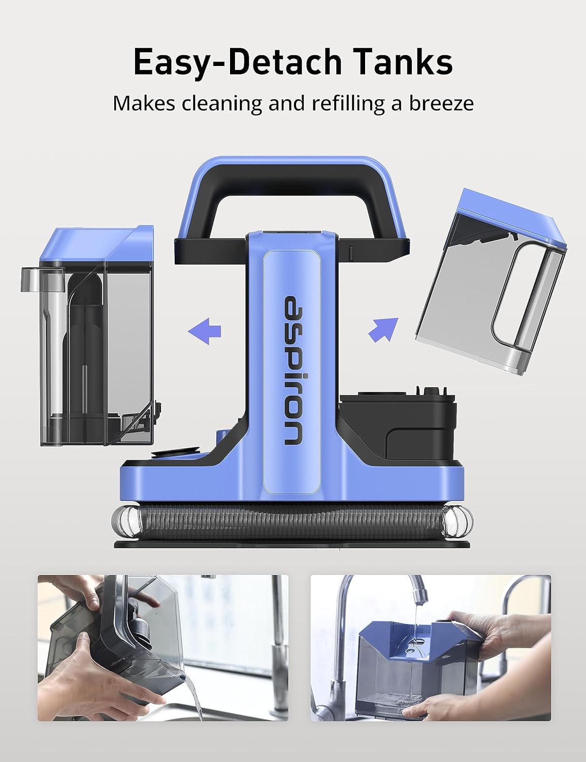 Spot Cleaner | Aspiron Portable Carpet Cleaner Machines | Lifts Spills, Stains and Pet Messes | 2 Cleaning Tools | Lightweight & Handheld | 1.1 Litre | Cleans Carpets, Upholstery & Car - Amazing Gadgets Outlet