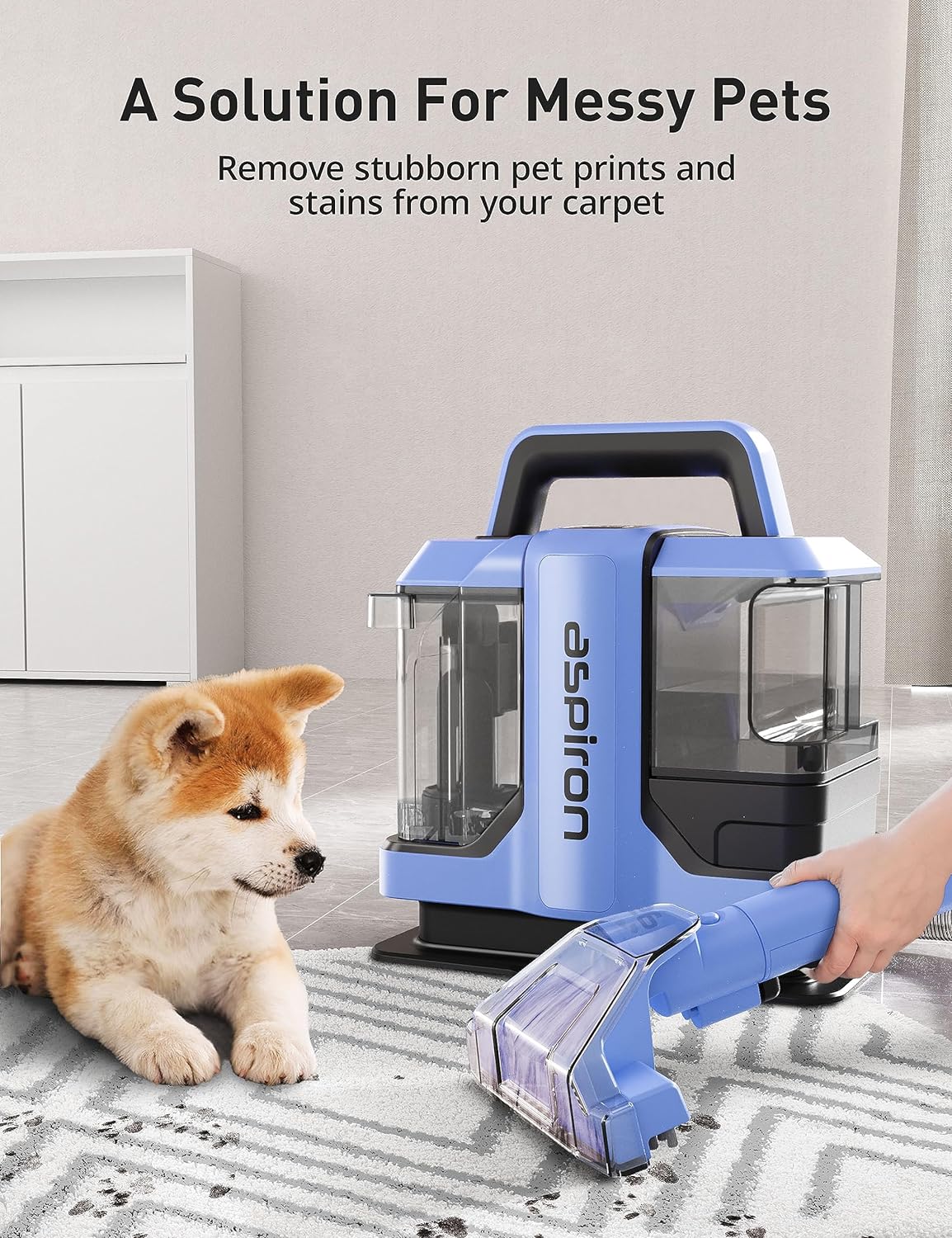 Spot Cleaner | Aspiron Portable Carpet Cleaner Machines | Lifts Spills, Stains and Pet Messes | 2 Cleaning Tools | Lightweight & Handheld | 1.1 Litre | Cleans Carpets, Upholstery & Car - Amazing Gadgets Outlet