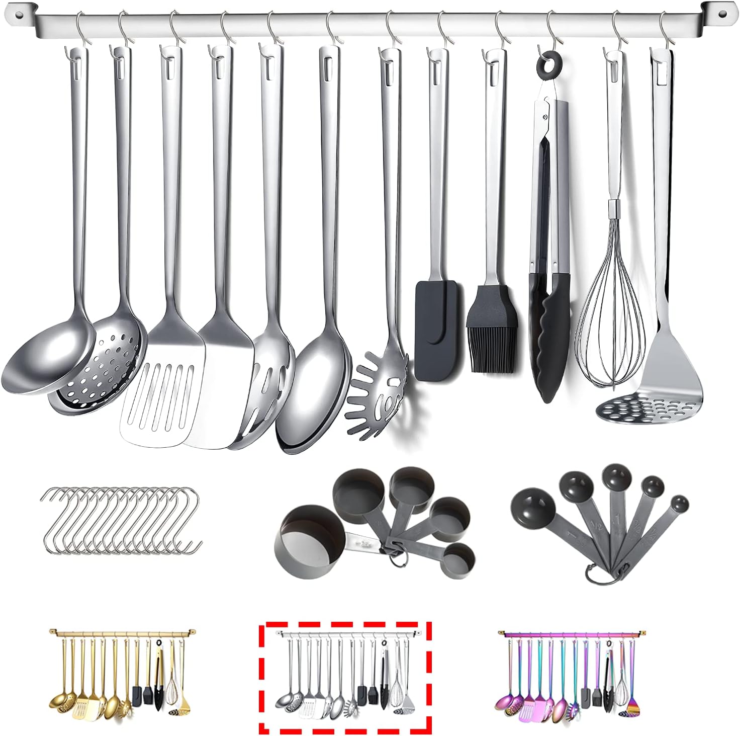 Stainless Steel Cooking Utensils Set,Kyraton 37 Pieces Kitchen Utensils Set,Kitchen Gadgets Cookware Set,Kitchen Tool Set with Utensil Holder Non - Stick and Heat Resistant.Dishwasher Safe - Amazing Gadgets Outlet