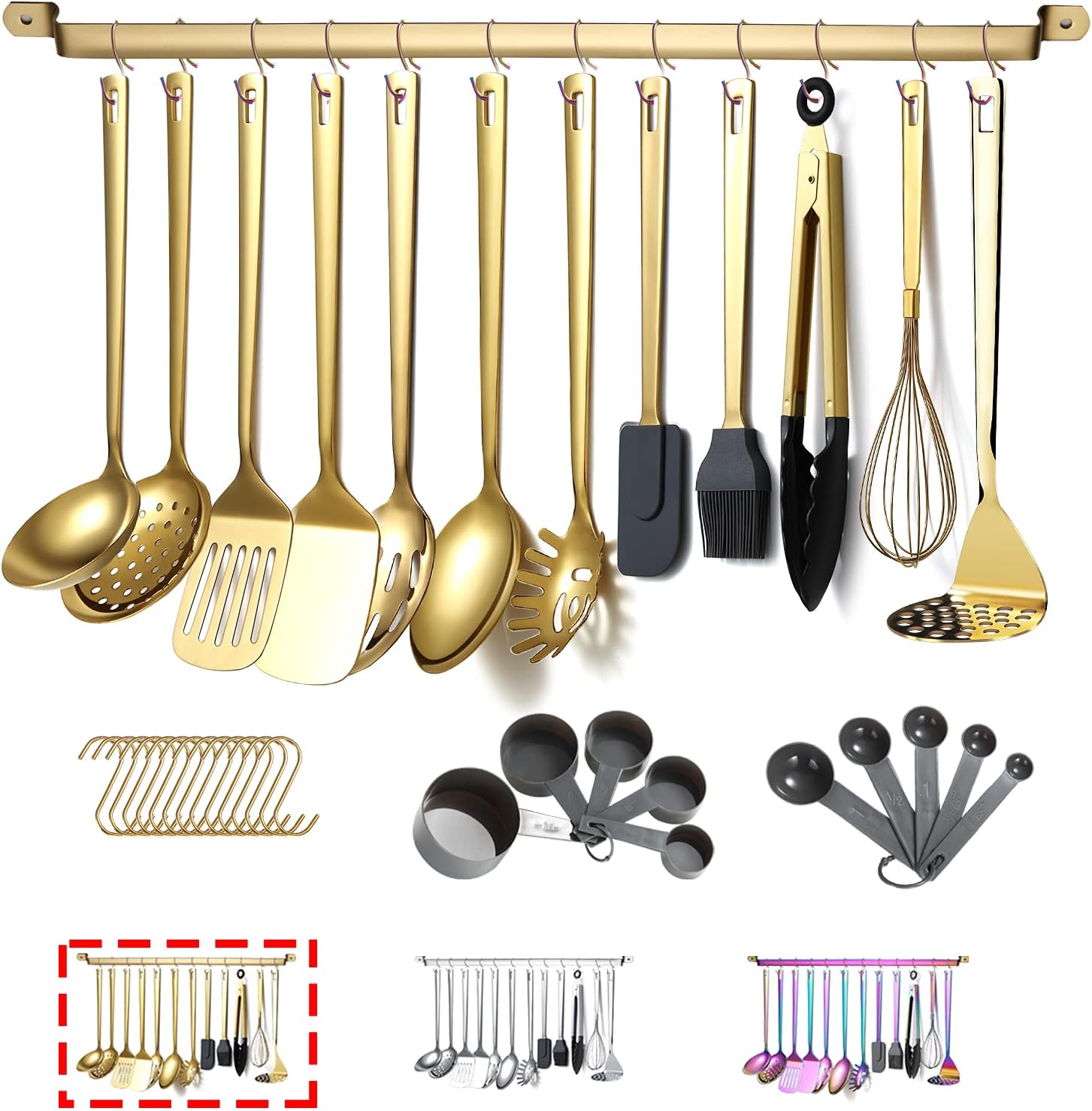 Stainless Steel Cooking Utensils Set,Kyraton 37 Pieces Kitchen Utensils Set,Kitchen Gadgets Cookware Set,Kitchen Tool Set with Utensil Holder Non - Stick and Heat Resistant.Dishwasher Safe - Amazing Gadgets Outlet