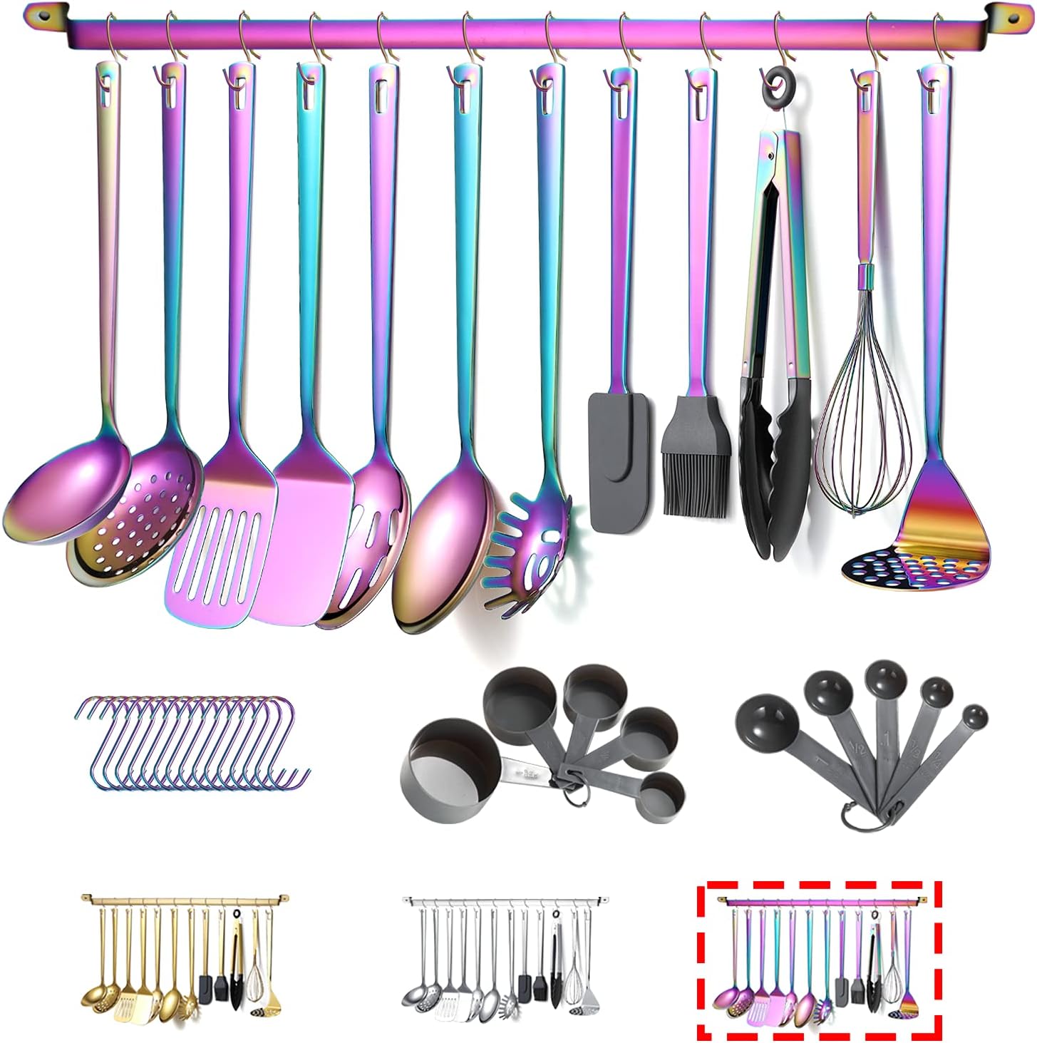 Stainless Steel Cooking Utensils Set,Kyraton 37 Pieces Kitchen Utensils Set,Kitchen Gadgets Cookware Set,Kitchen Tool Set with Utensil Holder Non - Stick and Heat Resistant.Dishwasher Safe - Amazing Gadgets Outlet