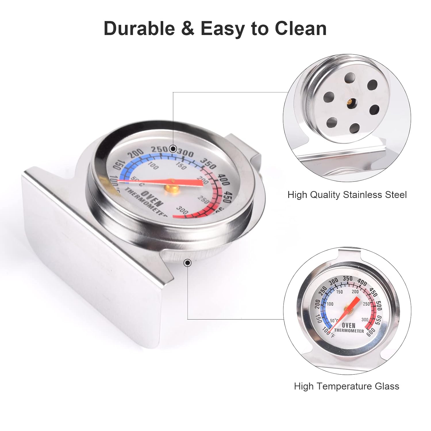 Stainless Steel Oven Thermometer for Fan Oven, Oven Temperature Gauge for Gas Electric ovens, Pizza Oven Accessories Oven Thermometers - Amazing Gadgets Outlet