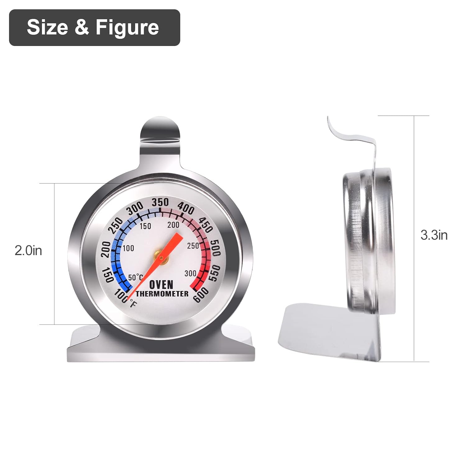 Stainless Steel Oven Thermometer for Fan Oven, Oven Temperature Gauge for Gas Electric ovens, Pizza Oven Accessories Oven Thermometers - Amazing Gadgets Outlet