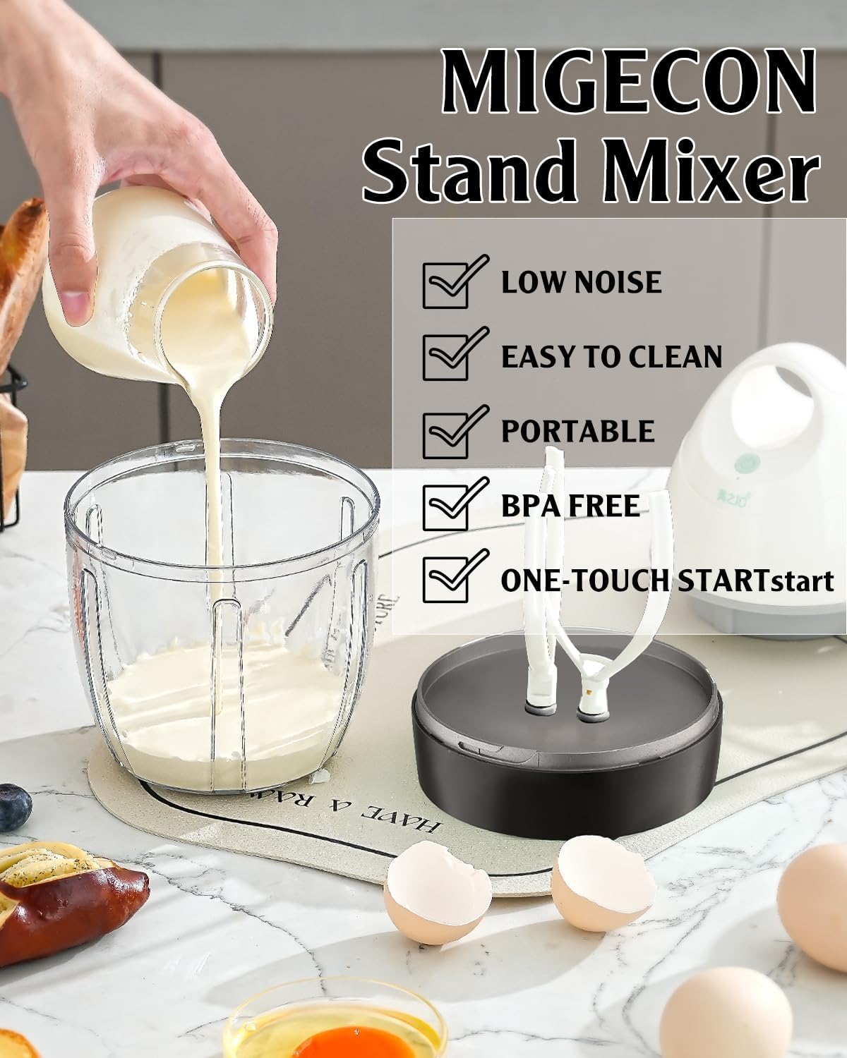 Stand Mixer - Egg Beaters Electric Portable Kitchen Mixer Cake Mixer, Milk Frother, Stand Shampoo Frother, Use with Egg, Hot Chocolate, Cream(Dark Grey) - Amazing Gadgets Outlet