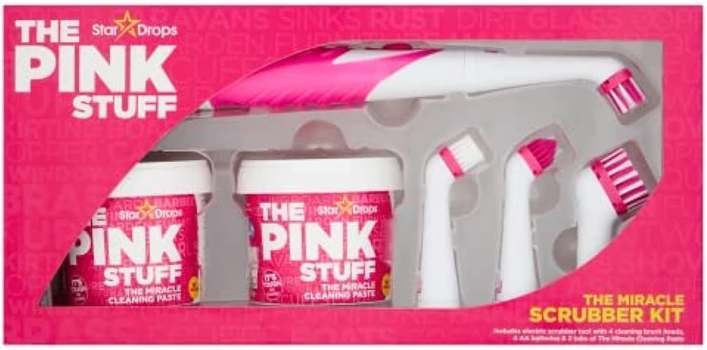 Stardrops - The Pink Stuff - The Miracle Scrubber Kit - 2 Tubs of The Miracle Cleaning Paste With Electric Scrubber Tool and 4 Cleaning Brush Heads   Import  Single ASIN  Import  Multiple ASIN ×Product customization General Description - Amazing Gadgets Outlet