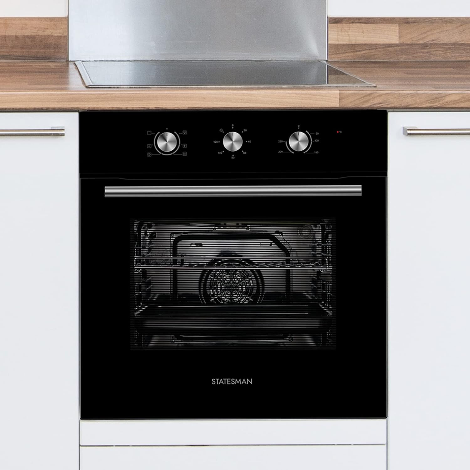 Statesman BSF60BL Built - In Single Cavity Fan Oven, 4 Cooking Functions, 2 Hour Timer, 65L, Black - Amazing Gadgets Outlet