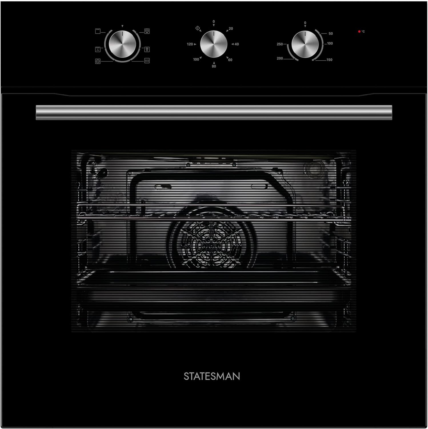 Statesman BSF60BL Built - In Single Cavity Fan Oven, 4 Cooking Functions, 2 Hour Timer, 65L, Black - Amazing Gadgets Outlet