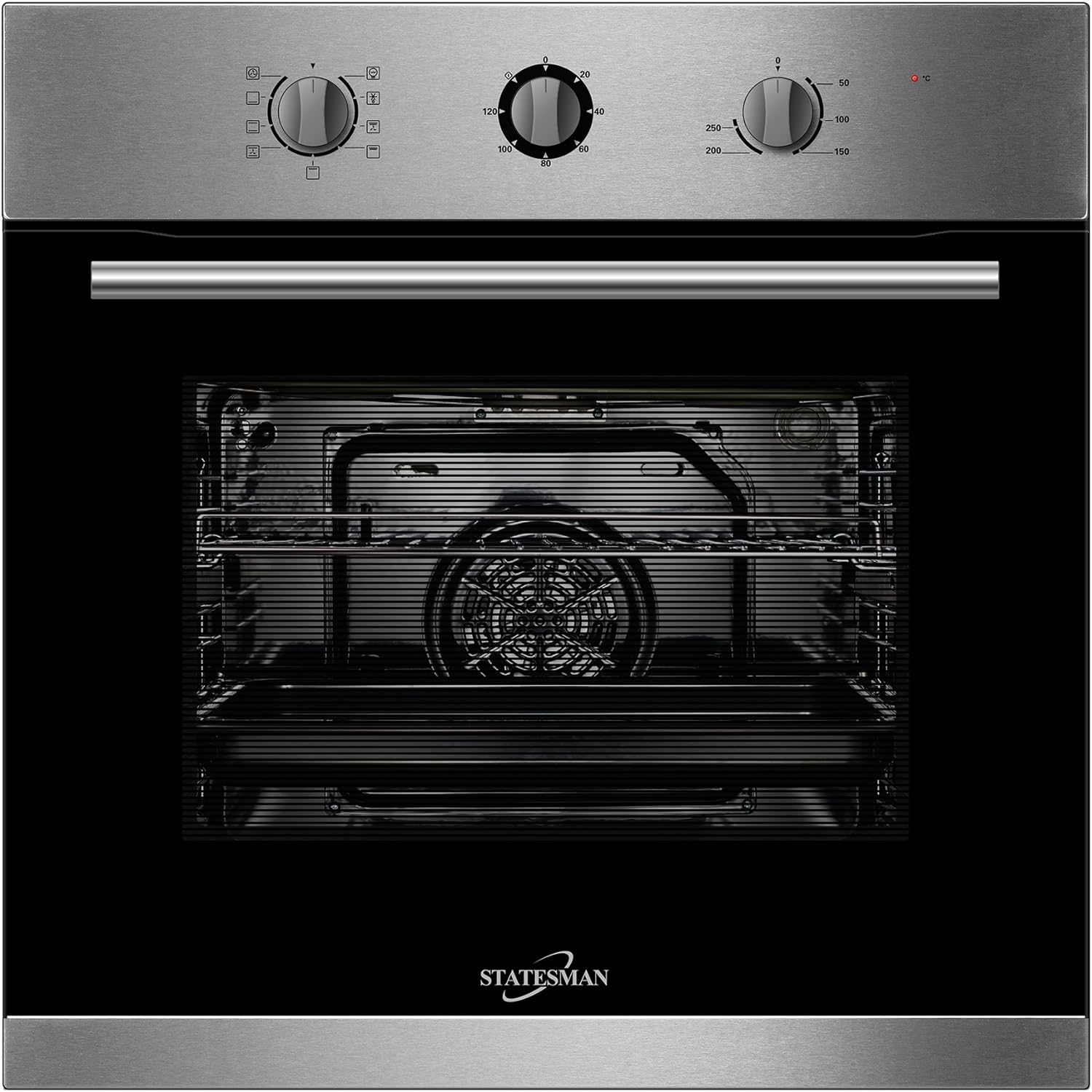 Statesman BSF60BL Built - In Single Cavity Fan Oven, 4 Cooking Functions, 2 Hour Timer, 65L, Black - Amazing Gadgets Outlet