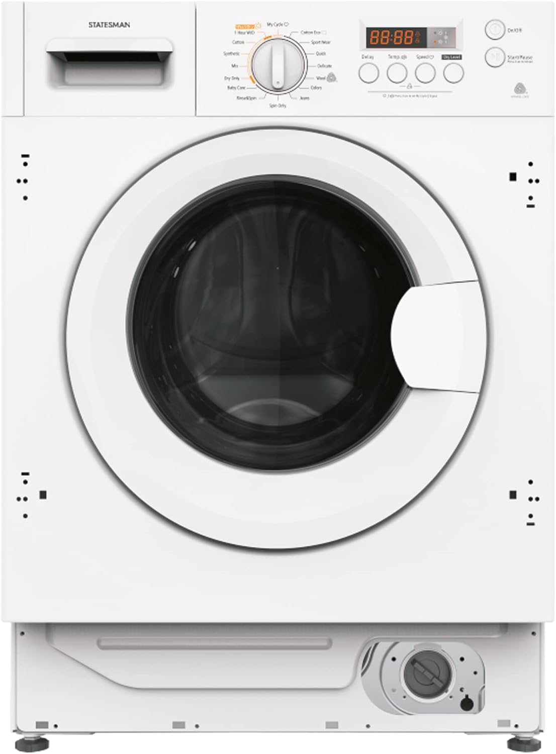 Statesman BXD0806 Integrated Washer Dryer 1400rpm, 8kg Wash Load, 6kg Dry Load, 16 Programs, 24 Hour Delay Timer, Child Lock, Sound Off, LED Display, Baby Care - Amazing Gadgets Outlet