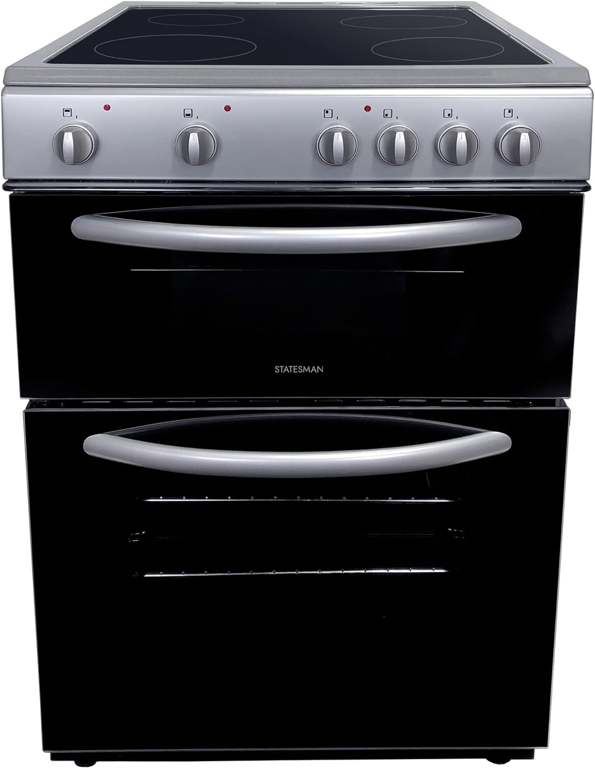 Statesman EDC60B Fan Assisted Double Oven Electric Cooker, 4 Zone Ceramic Hob, 60cm Wide, Black - Amazing Gadgets Outlet