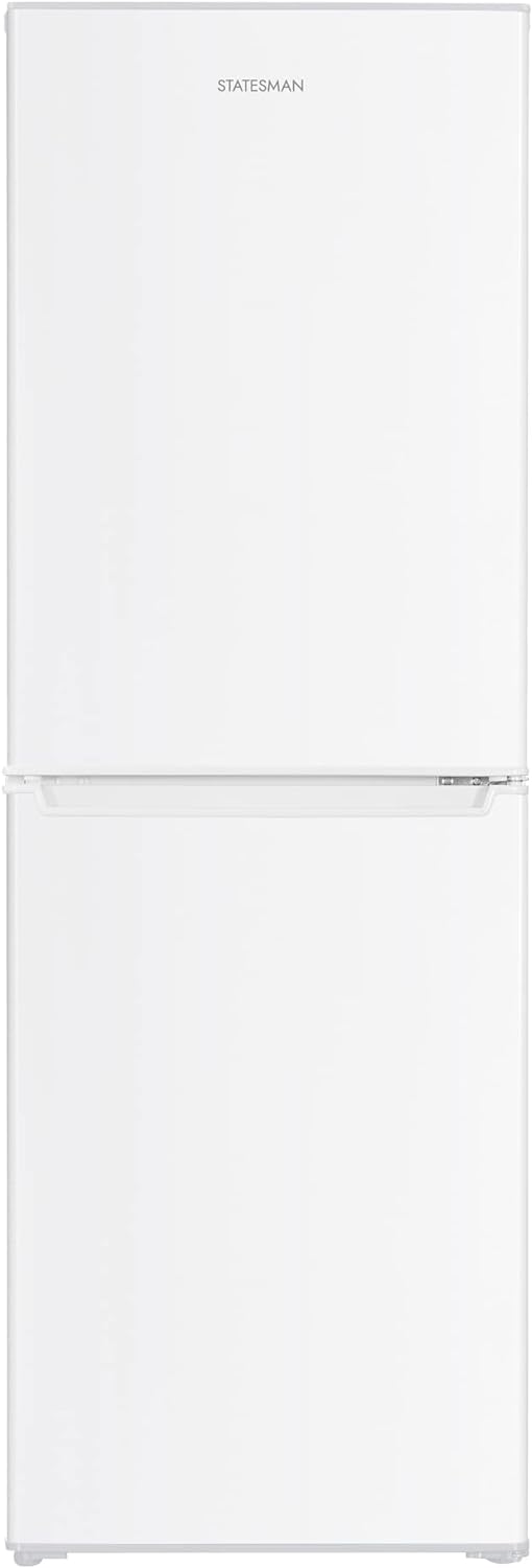 Statesman F1448W Freestanding 50/50 Fridge Freezer with 3 Clear Freezer + Fridge Drawers, 3 Adjustable Glass Fridge Shelves, 87L Fridge, 55L Freezer, 48 cm Wide, White - Amazing Gadgets Outlet