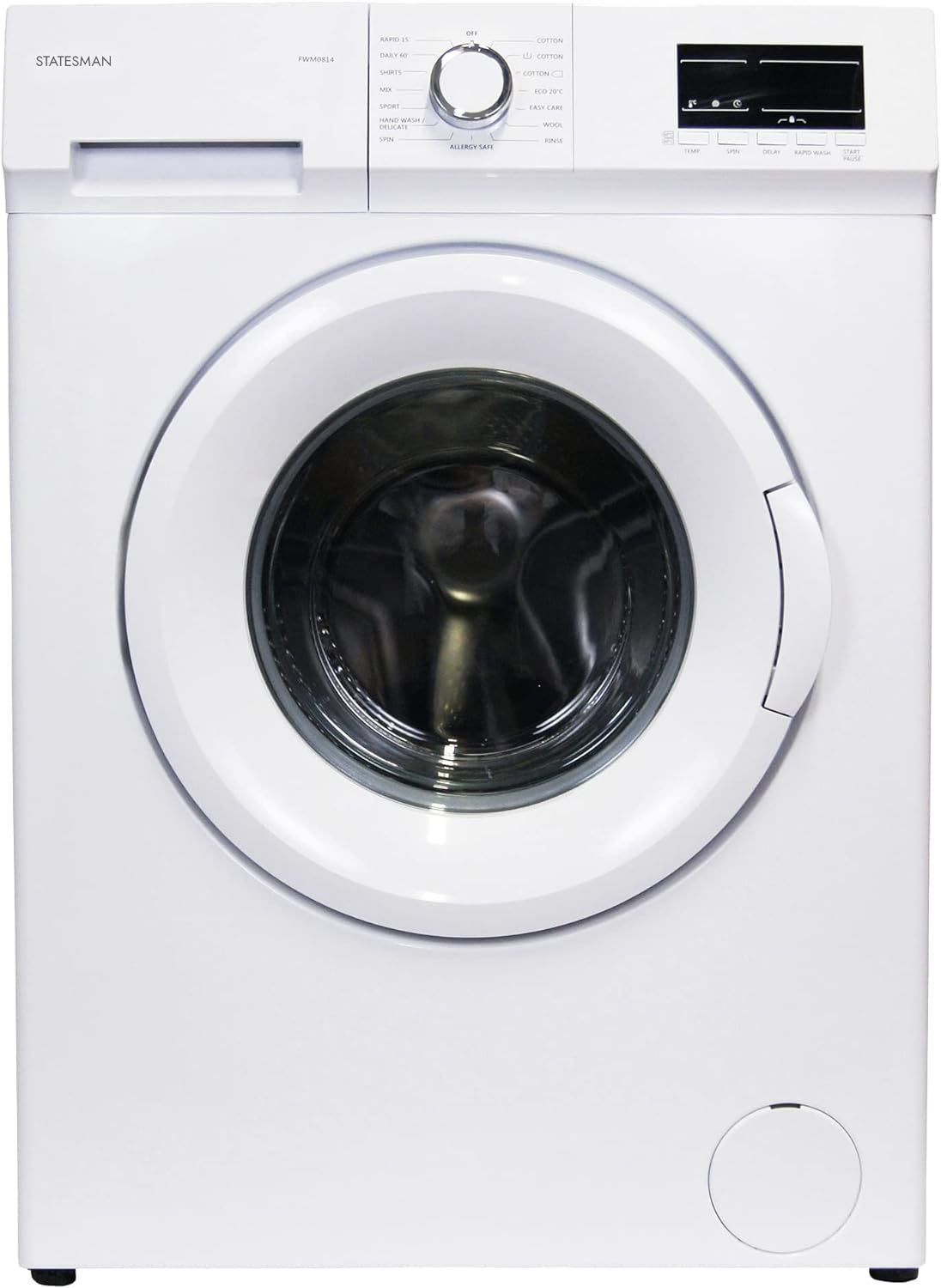 Statesman FWM0914W Freestanding Washing Machine 1400rpm, 9Kg Load Capacity, Front Load, 23 Hour Delay Timer, 15 Wash Programs, Eco & Anti - Allergy Wash, White - Amazing Gadgets Outlet