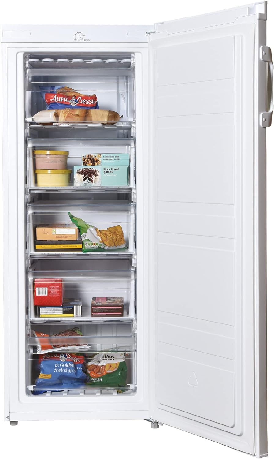 Statesman TF160LWE Tall Freezer 157 Litre, 2 Flap Closure Compartments, 3 Clear Drawers, Reversible Door, Adjustable feet, 55 cm Wide, 2 Year Parts & Labour Guarantee, White   Import  Single ASIN  Import  Multiple ASIN ×Product customization - Amazing Gadgets Outlet