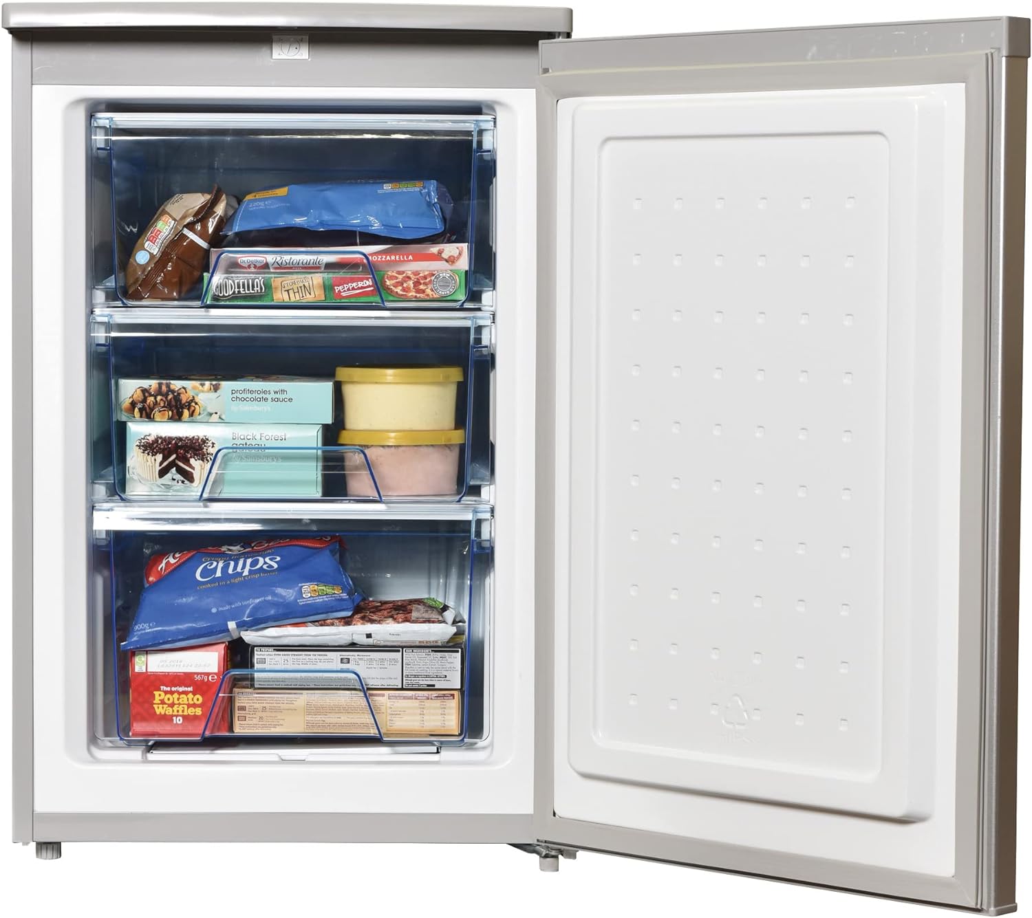 Statesman U355S Under Counter Freezer, 55cm, 86 Litres, 3 Large Capacity Storage Drawers, 4* Freezer, Reversible door, Adjustable Feet, Energy efficient, Silver   Import  Single ASIN  Import  Multiple ASIN ×Product customization General - Amazing Gadgets Outlet