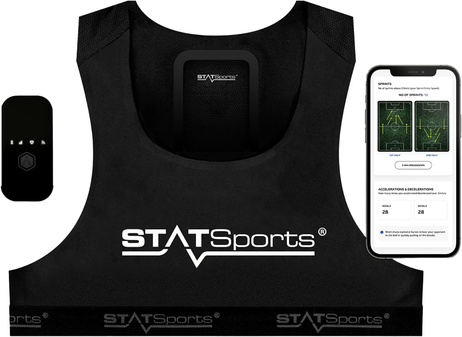 STATSports APEX Athlete Series GPS Soccer Activity Tracker Stat Sports Football Performance Vest Wearable Technology Adult Small - Amazing Gadgets Outlet