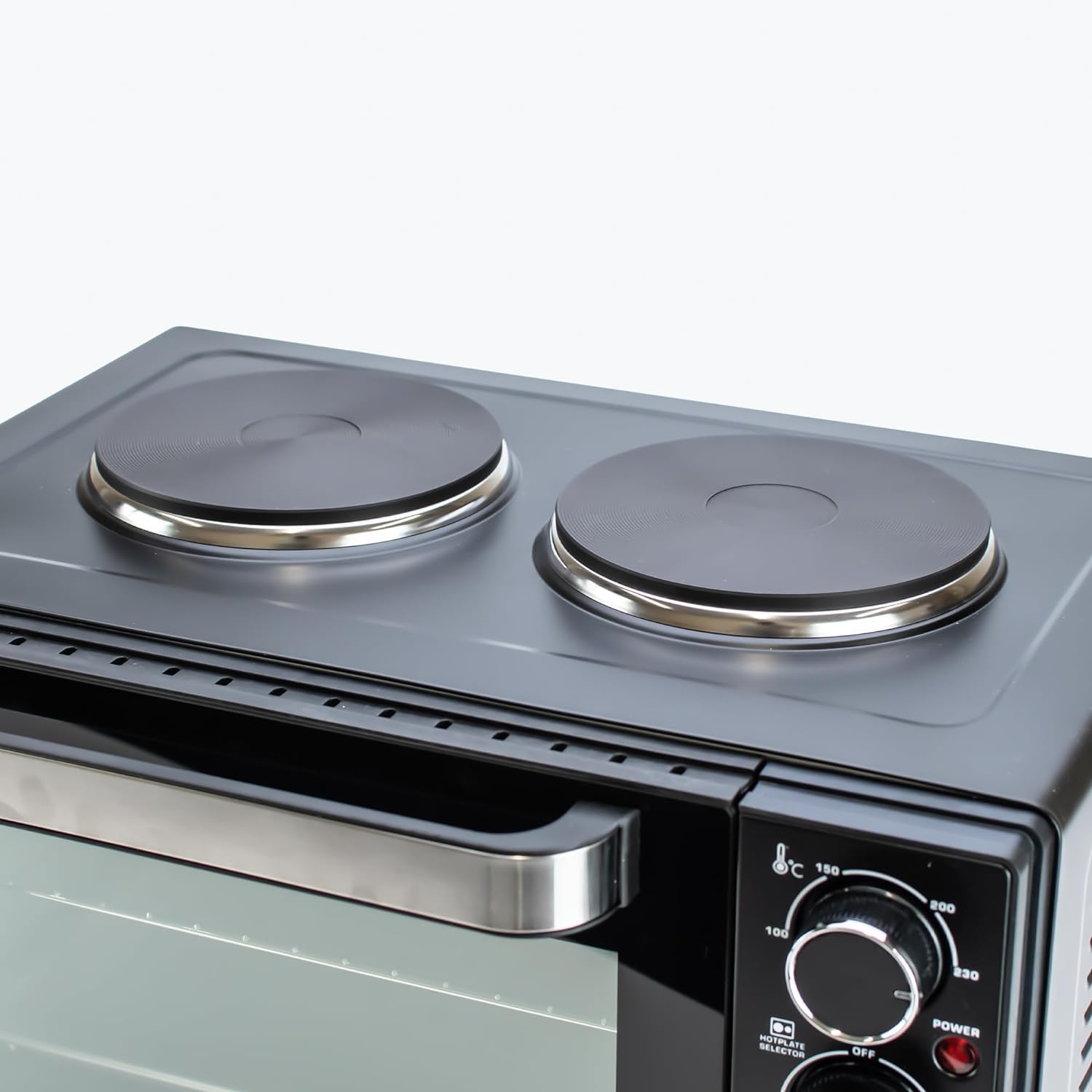 STATUS Amarillo Black Mini Oven: 25 litre capacity oven with a grilled function and dual hot plates 2 / 1400w / AMARILLO1PKB - Amazing Gadgets Outlet