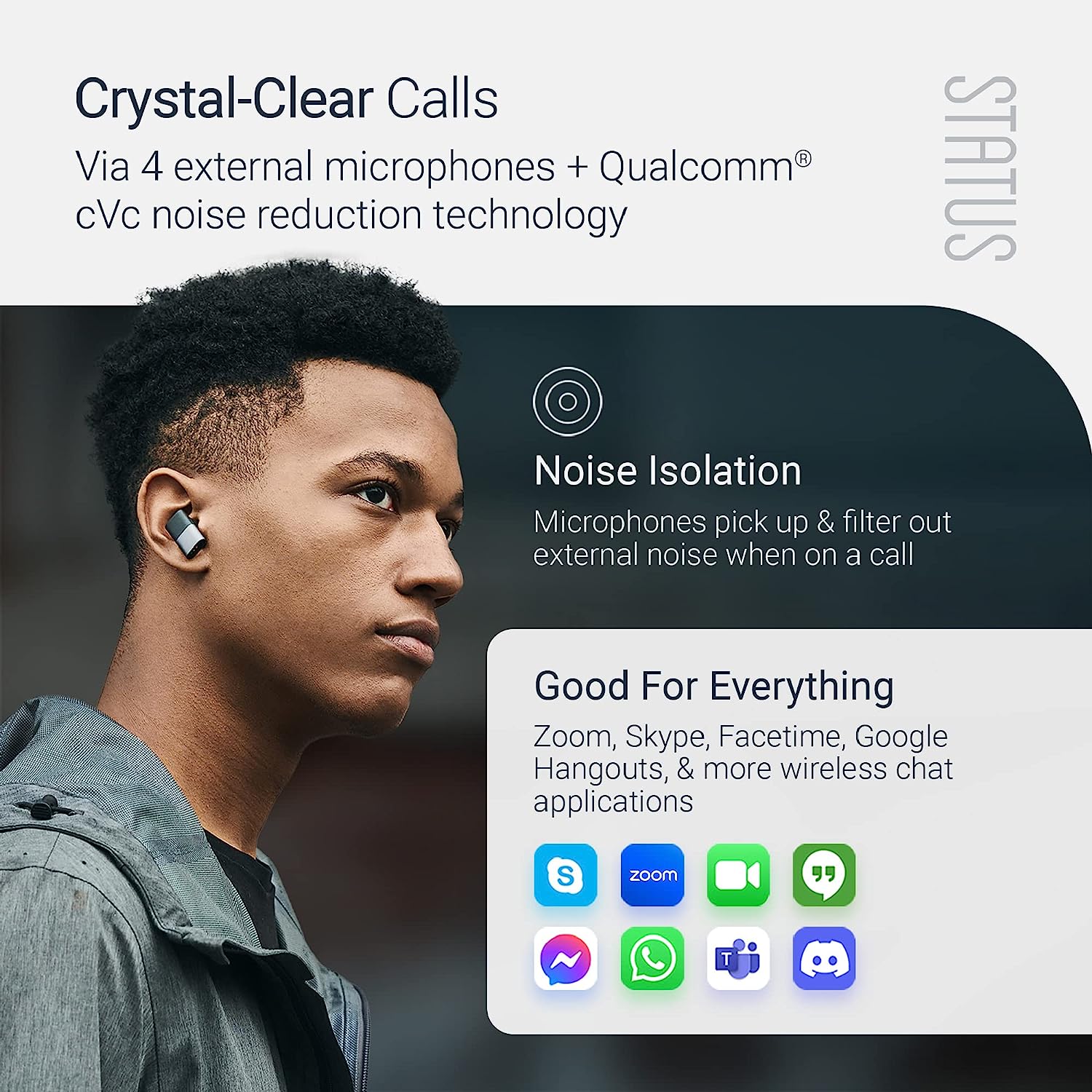 Status Audio Between Pro True Wireless Earbuds - Small Charging Case - 4 Microphones - Hybrid Triple Driver - 12 + 36 Hour Battery - Bluetooth 5.2 - Noise - Isolating Fit - IPX5 Water Resistant Ear Buds - Amazing Gadgets Outlet