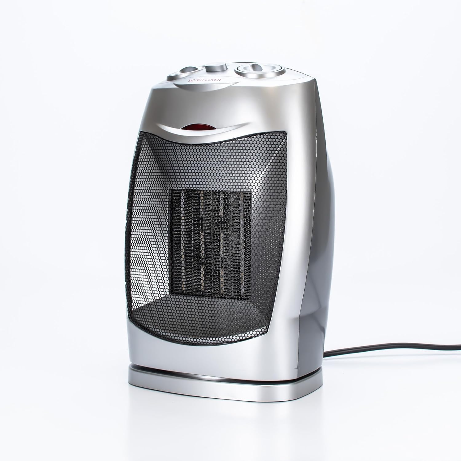 STATUS Oscillating Ceramic PTC Fan Heater - 1500w - Silver - 2 Heat Settings + Fan Only Setting - with Adjustable Thermostat [CFH - 1500W1PKB6] - Amazing Gadgets Outlet