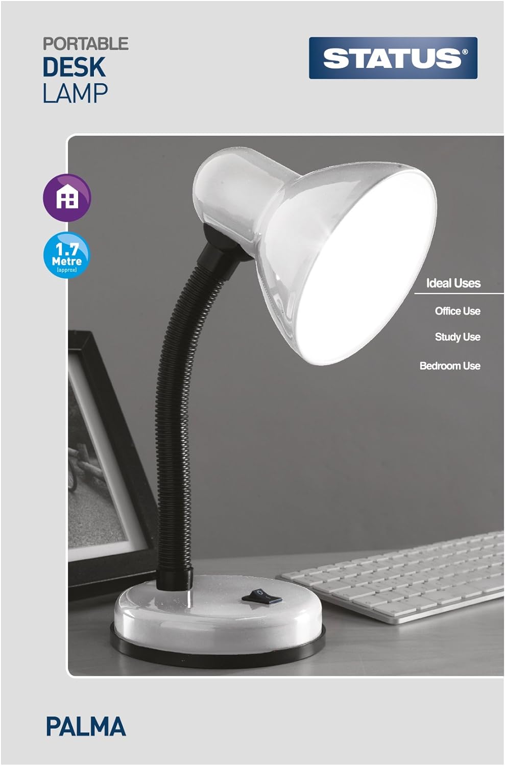 Status Palma Desk Lamp | Flexible Desk Light | Silver Desk Lamp | Study, Office, Bedroom | SBDL2028ESSLV16 - Amazing Gadgets Outlet