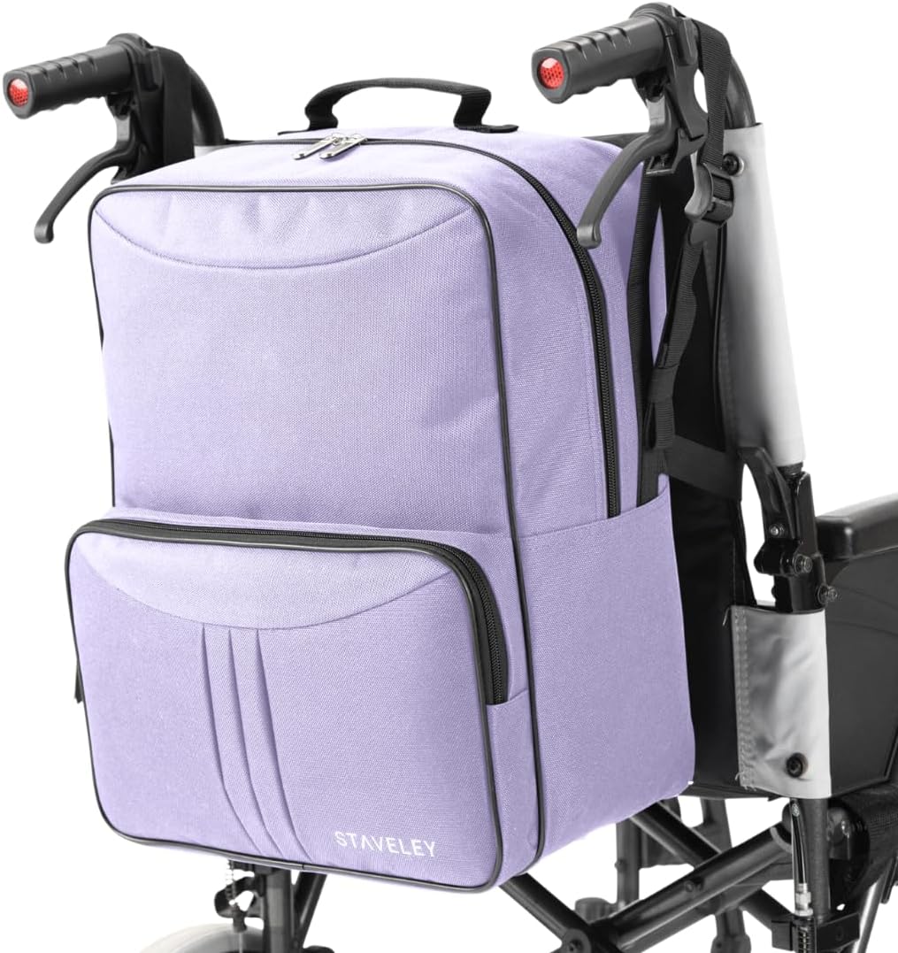 Staveley Wheelchair Bag |Wheelchair Backpack Wheelchair Bags for Back of Chair | Electric Wheelchair Storage Bag Accessories (Purple) - Amazing Gadgets Outlet