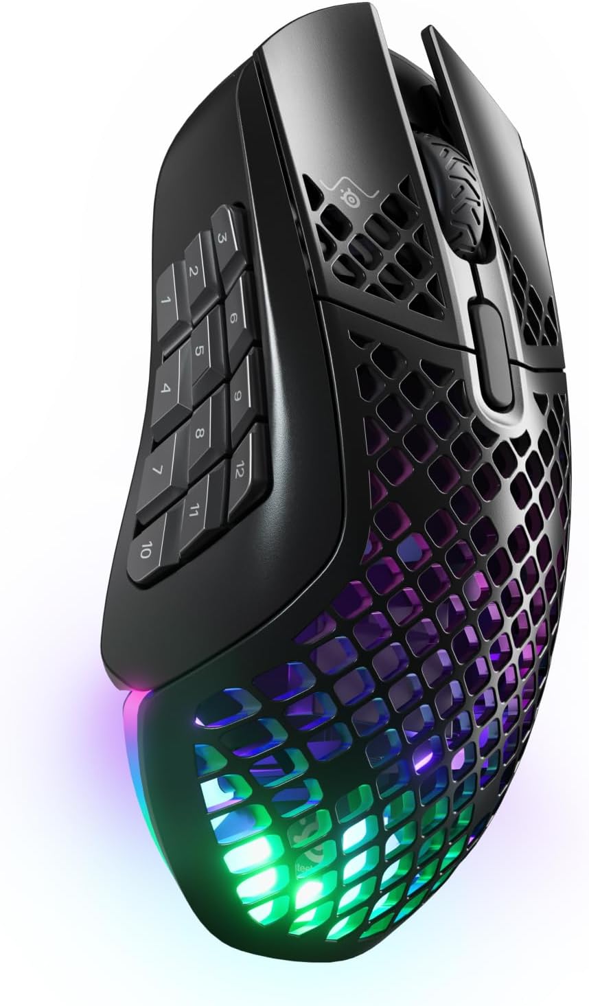 SteelSeries Aerox 3 Wireless - Holey RGB Gaming Mouse - Ultra - lightweight Water Resistant Design - 18K DPI TrueMove Air Optical Sensor - Snow - Amazing Gadgets Outlet