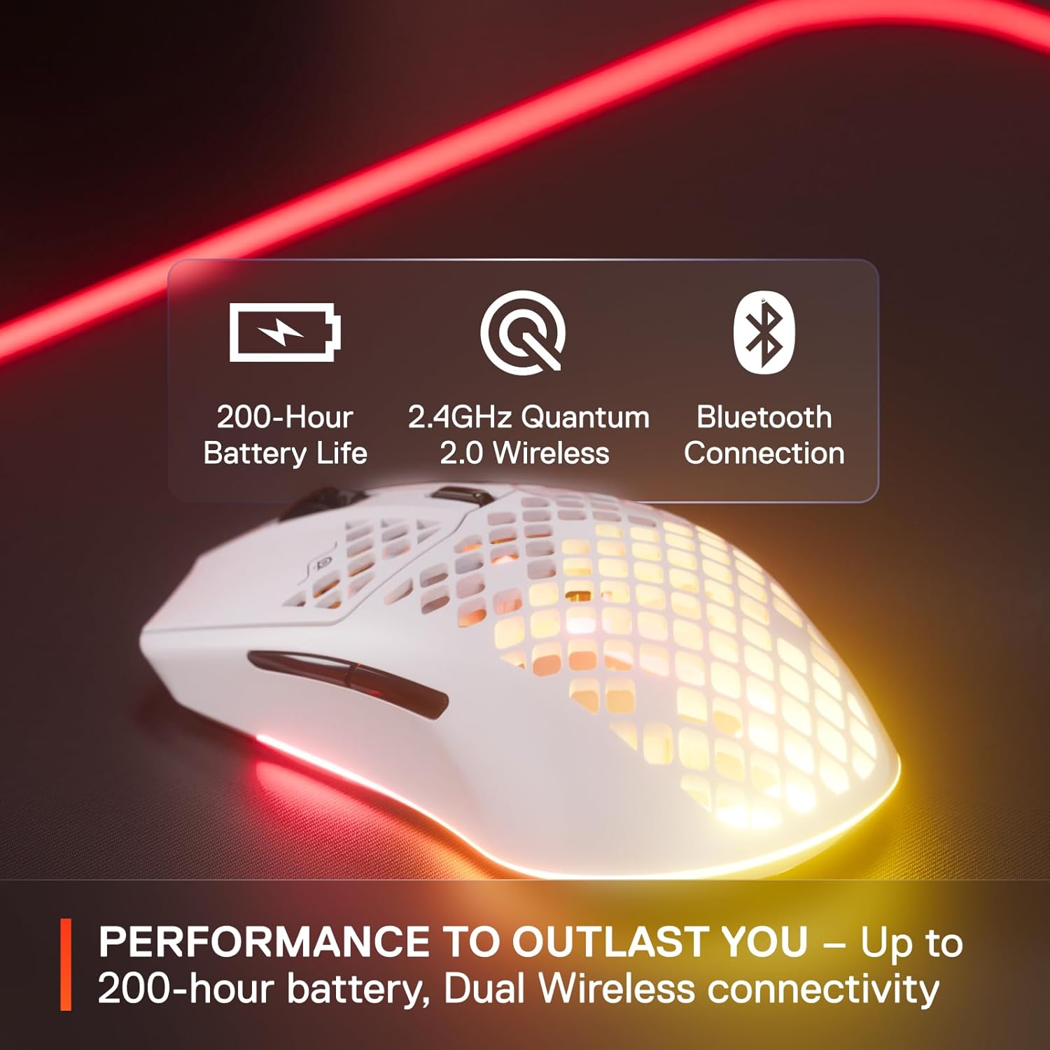 SteelSeries Aerox 3 Wireless - Holey RGB Gaming Mouse - Ultra - lightweight Water Resistant Design - 18K DPI TrueMove Air Optical Sensor - Snow - Amazing Gadgets Outlet