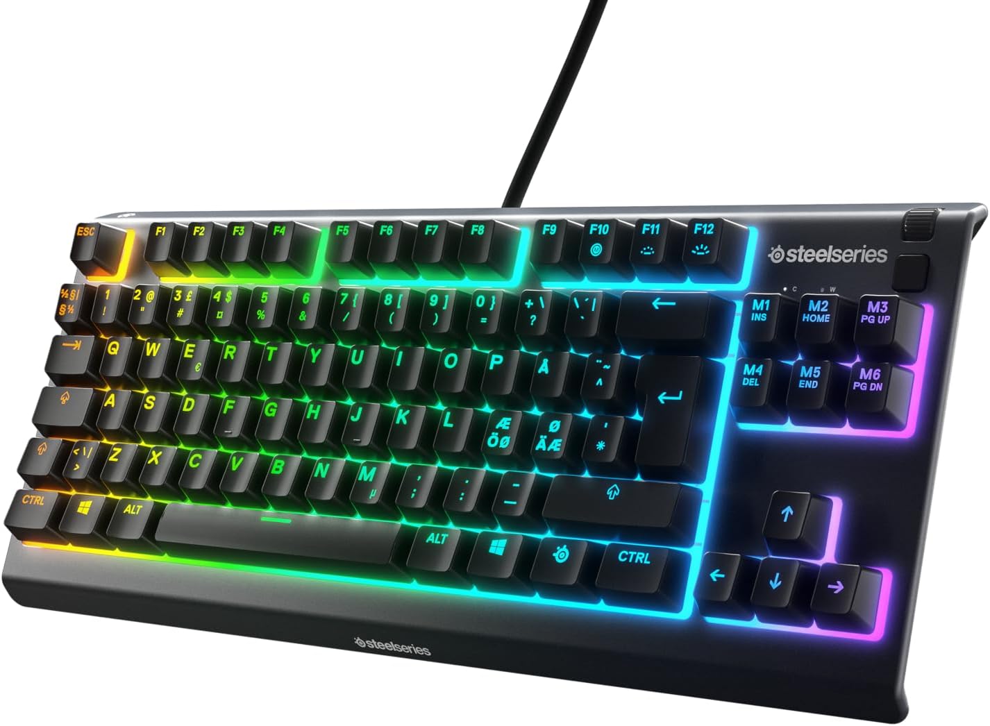 SteelSeries Apex 3 TKL - RGB Gaming Keyboard - Tenkeyless Compact Esports Form Factor - 8 - Zone RGB Illumination - IP32 Water & Dust Resistant - English QWERTY Layout - Amazing Gadgets Outlet