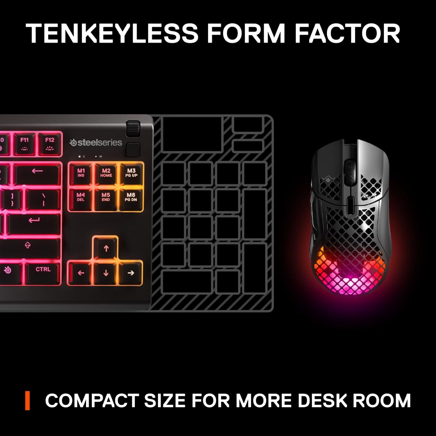 SteelSeries Apex 3 TKL - RGB Gaming Keyboard - Tenkeyless Compact Esports Form Factor - 8 - Zone RGB Illumination - IP32 Water & Dust Resistant - English QWERTY Layout - Amazing Gadgets Outlet