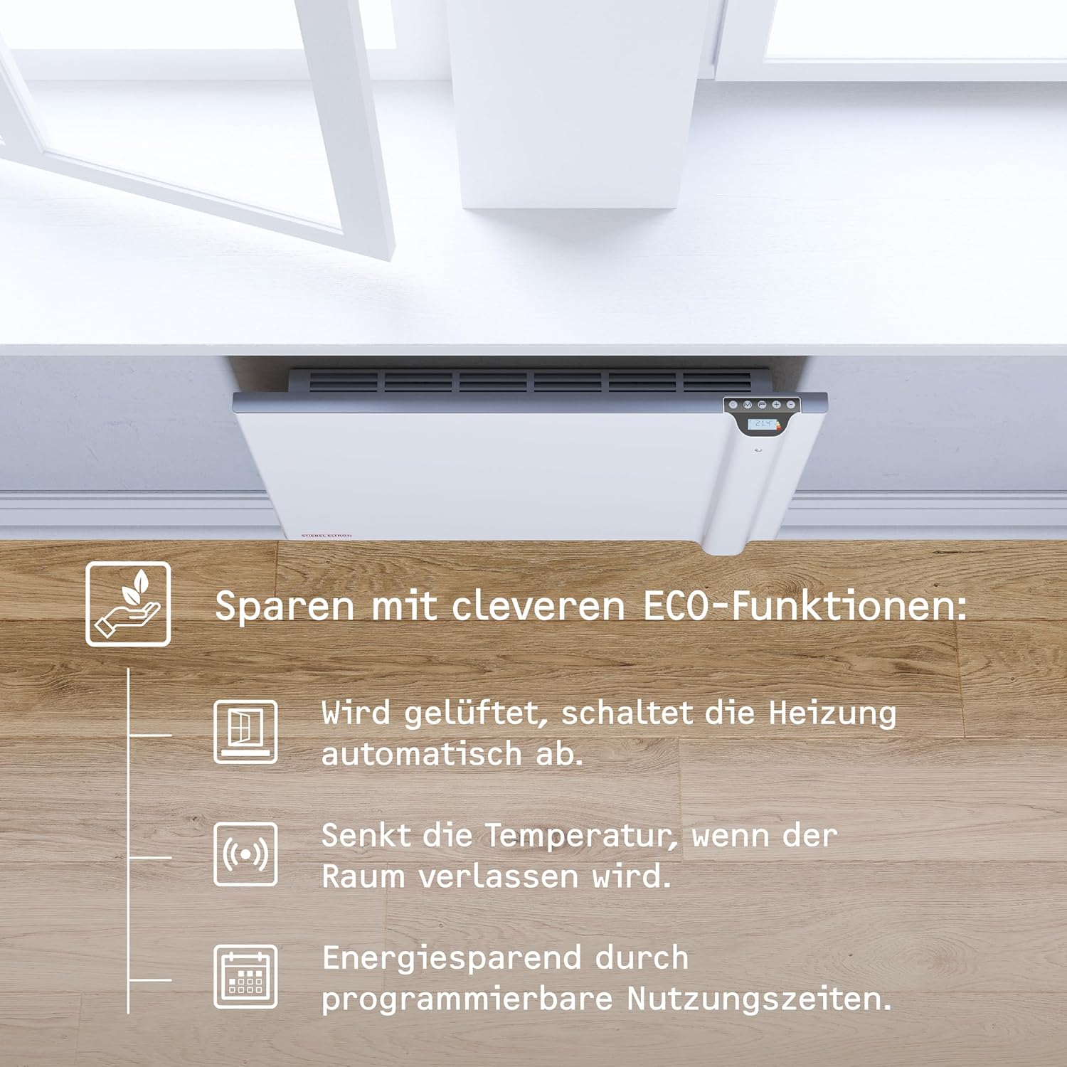 Stiebel Eltron Wall Mounted Duo convector CND 100 for About 10 sqm, Radiant+Convection Heating, Metal, 7 - Day Timer, Frost + overheating Protection, Open Window Detection, Lot 20 compliant, 234814 - Amazing Gadgets Outlet