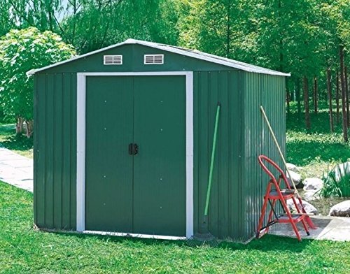 Storage Shed Garage for the Garden Made of Zinc - Plated Sheeting - Dimensions 301.5 x 300 x 208 cm - Amazing Gadgets Outlet