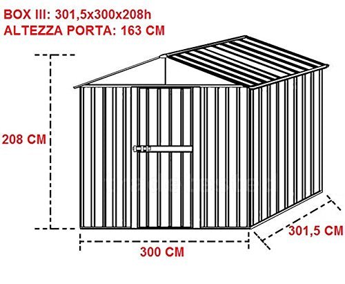 Storage Shed Garage for the Garden Made of Zinc - Plated Sheeting - Dimensions 301.5 x 300 x 208 cm - Amazing Gadgets Outlet