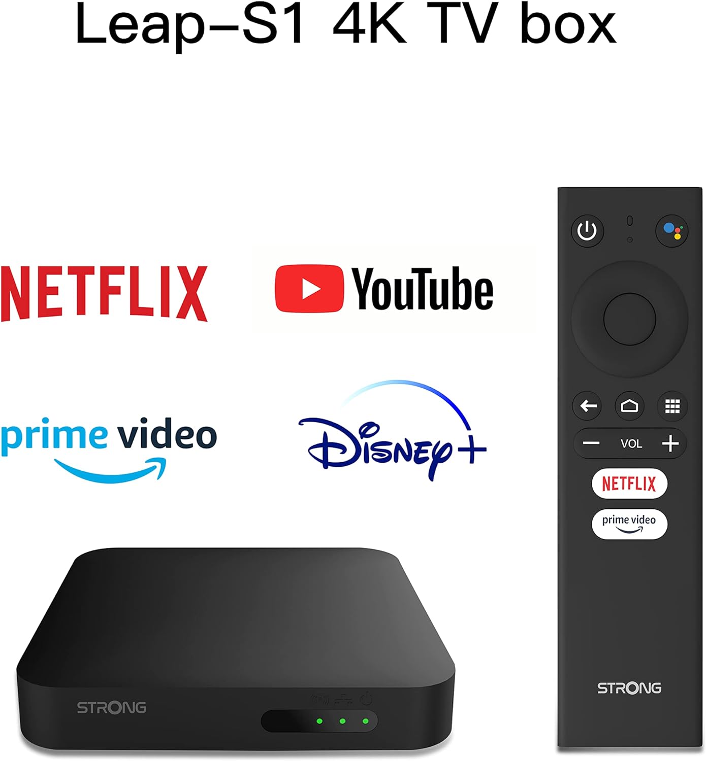 STRONG Leap - S1 Smart Box Android TV Streaming Media Player, 4K Ultra HD Streaming Device with Google Voice Assistant, Built - In Netflix Disney+ Prime Video, WiFi 5 with Bluetooth 4.2 - Amazing Gadgets Outlet