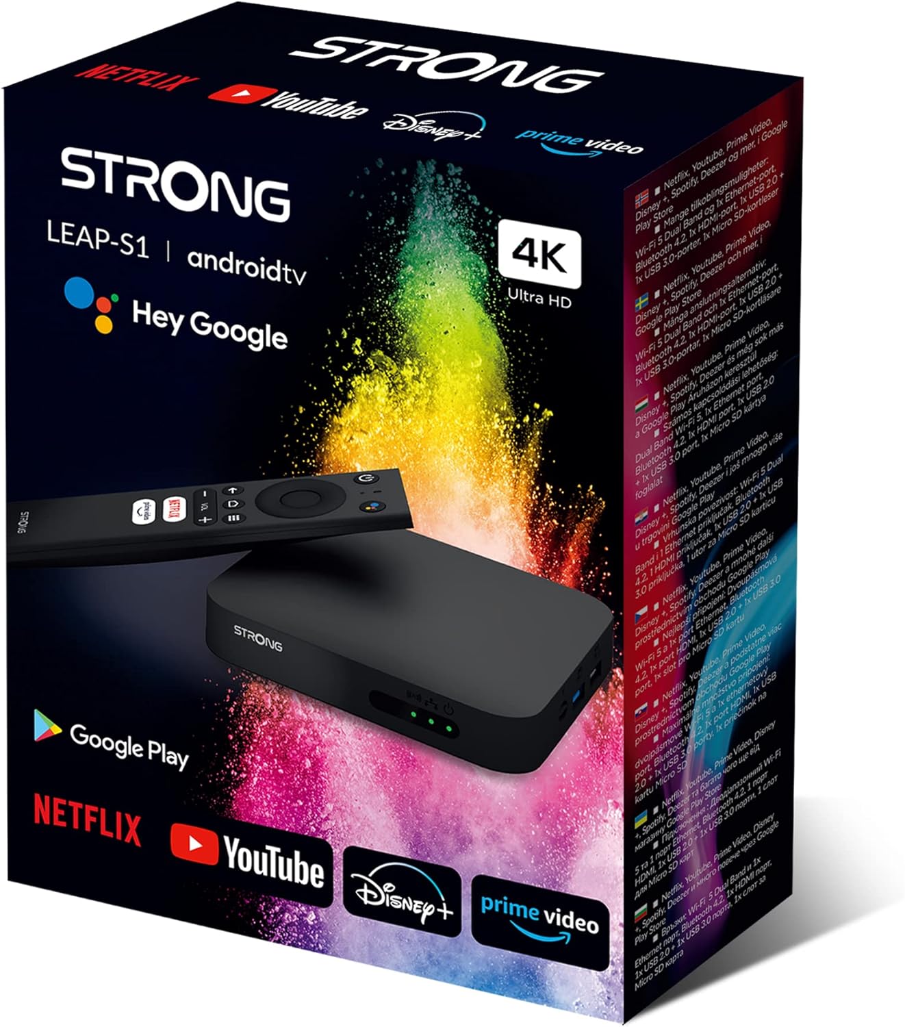 STRONG Leap - S1 Smart Box Android TV Streaming Media Player, 4K Ultra HD Streaming Device with Google Voice Assistant, Built - In Netflix Disney+ Prime Video, WiFi 5 with Bluetooth 4.2 - Amazing Gadgets Outlet