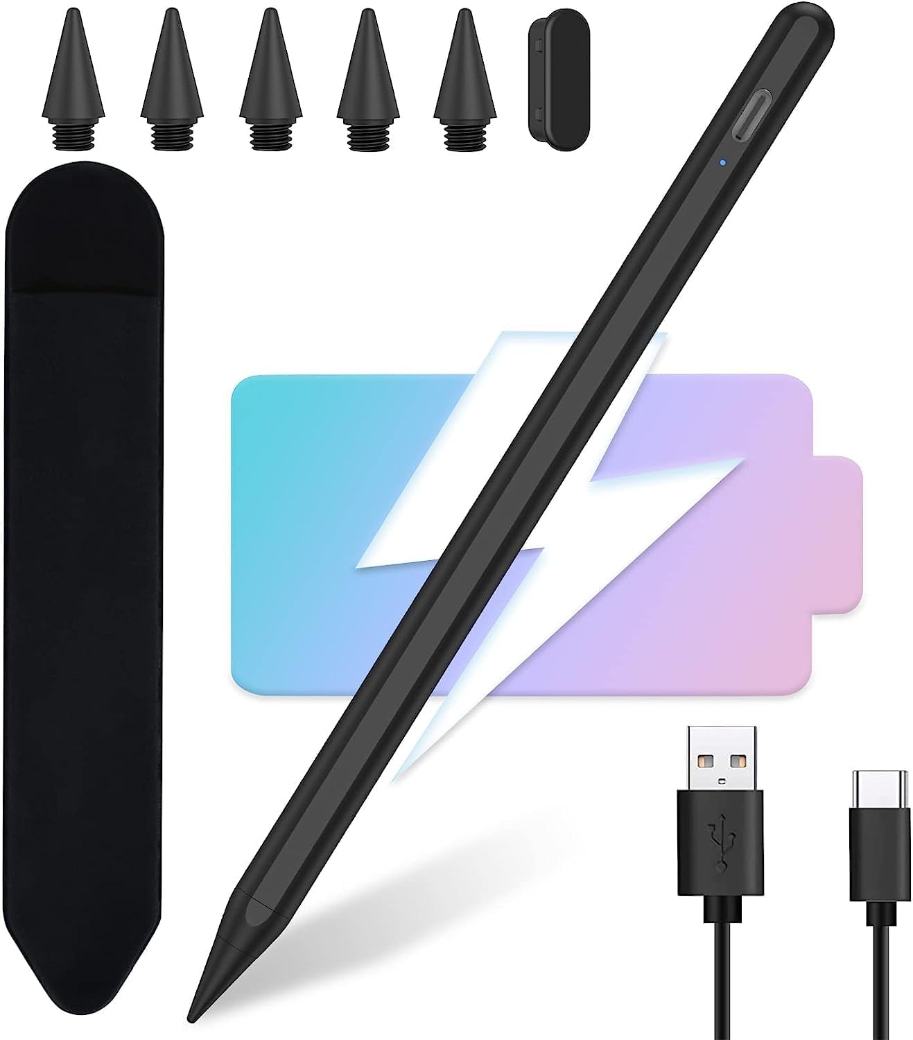 Stylus Pen for iPad 2018 - 2022,Faster Charge with Palm Rejection,Tilt Sensitivity Apple Pencil for iPad 10/9/8/7 Gen,iPad 11 inch 4/3/2Gen,iPad 12.9 inch 3/4/5/6 Gen,iPad Air 4/5,iPad Mini 5/6 (Black) - Amazing Gadgets Outlet