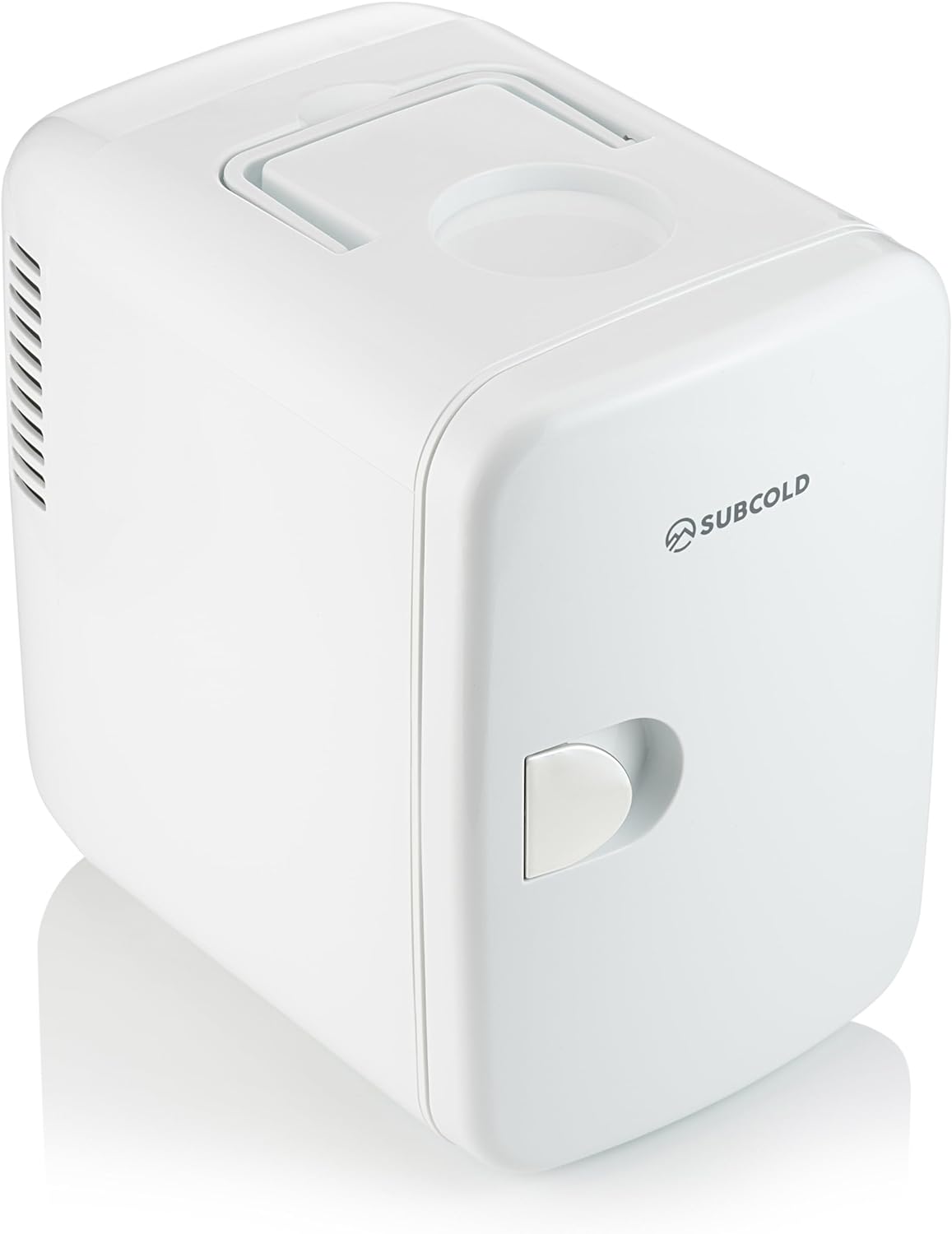 Subcold Style4 Compact Mini Fridge | Super Quiet & Portable Mini Fridge for Bedrooms | Drinks, Skincare & Beauty | 4L Capacity - Small Fridge with Can Holder (White) - Amazing Gadgets Outlet