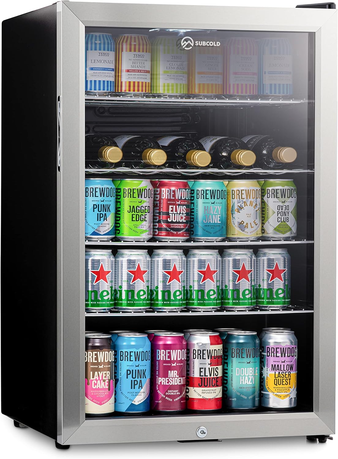 Subcold Super115 LED - Under - Counter Fridge | 115L Beer, Wine & Drinks Fridge | LED Light + Lock and Key | Energy Efficient (Stainless Steel, 115L) - Amazing Gadgets Outlet