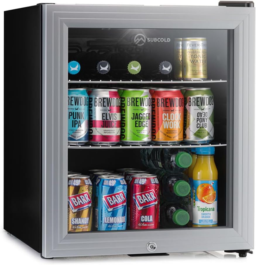 Subcold Super50 LED – Mini Fridge Black | 50L Beer, Wine & Drinks Fridge | LED Light + Lock & Key | Energy Efficient (Black) - Amazing Gadgets Outlet