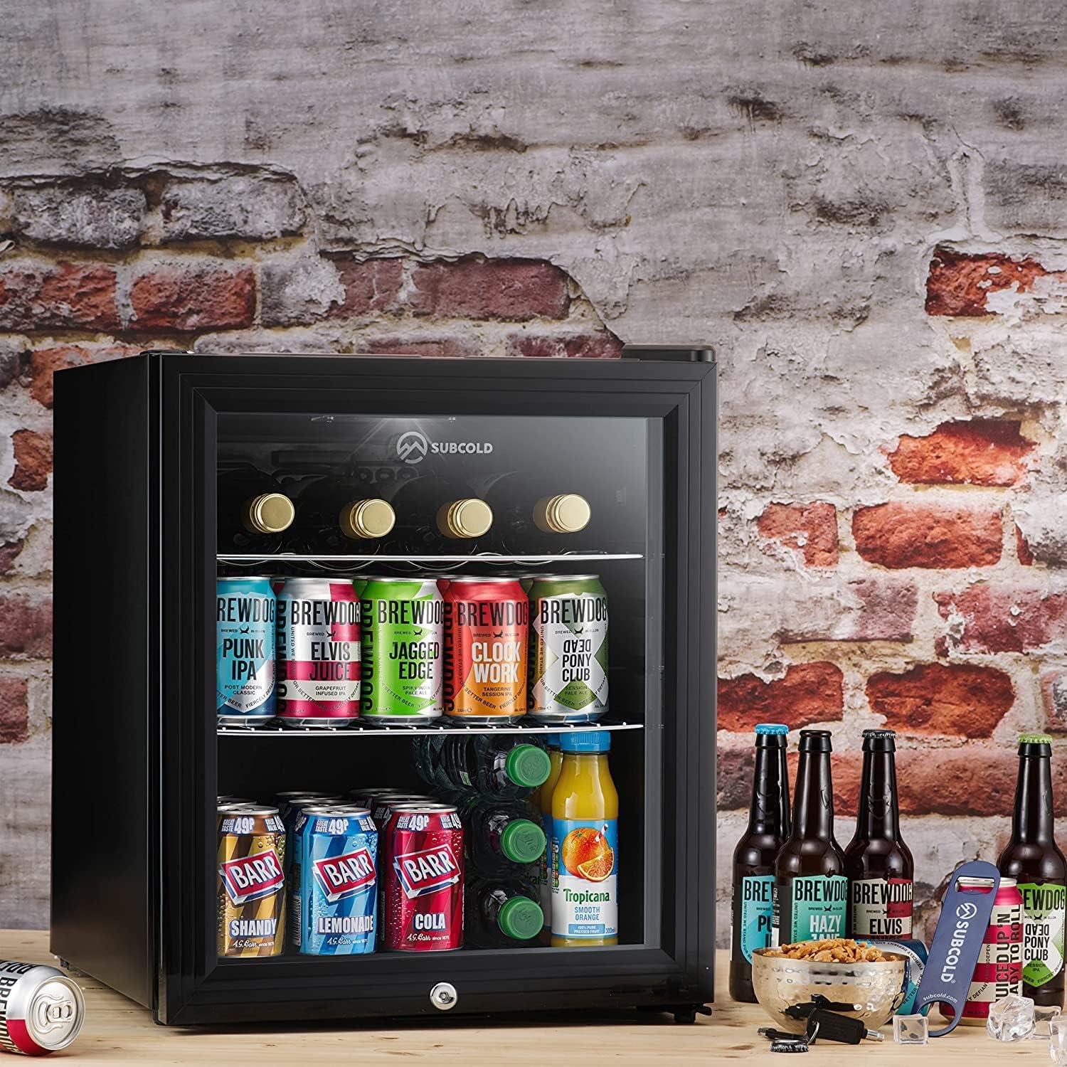 Subcold Super50 LED – Mini Fridge Black | 50L Beer, Wine & Drinks Fridge | LED Light + Lock & Key | Energy Efficient (Black) - Amazing Gadgets Outlet