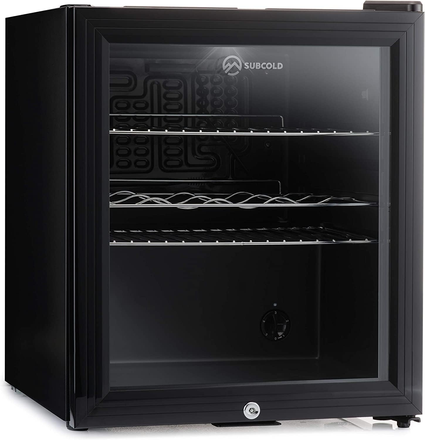 Subcold Super50 LED – Mini Fridge Black | 50L Beer, Wine & Drinks Fridge | LED Light + Lock & Key | Energy Efficient (Black) - Amazing Gadgets Outlet