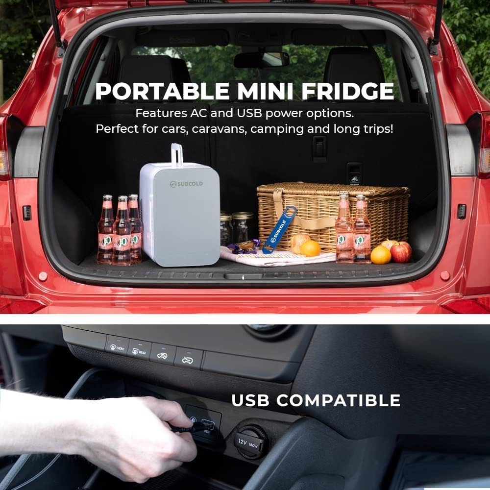Subcold Ultra 6 Mini Fridge Cooler & Warmer | 6L capacity | Compact, Portable and Quiet | AC+USB Power Compatibility (Grey) - Amazing Gadgets Outlet
