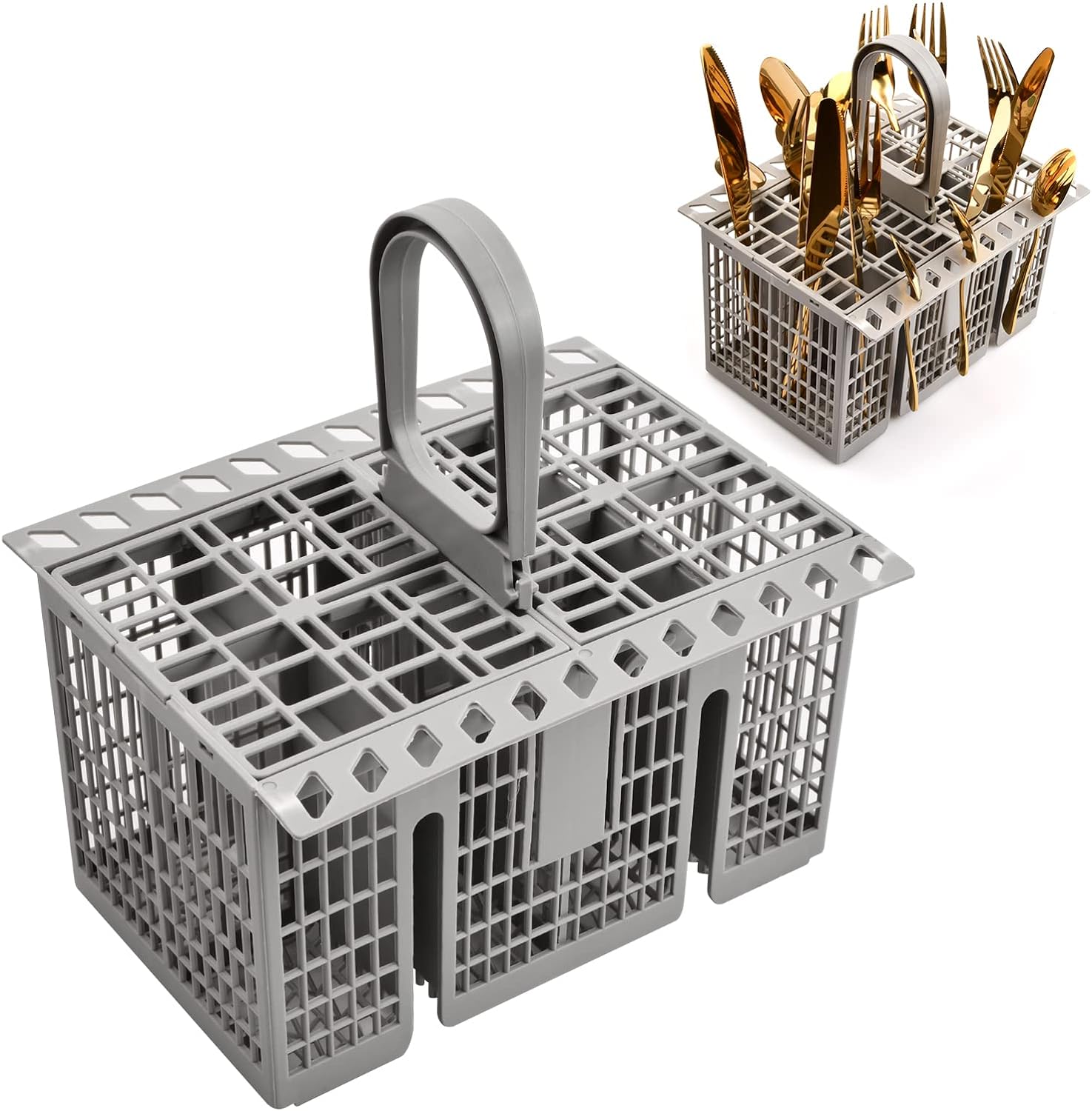 suchkawe Cutlery Cage Basket Dishwasher Basket, Dishwasher Utensil Basket, Cutlery Holder for Dishwasher Universal, for Most Hotpoint/Indesit Dishwasher (Detachable Handle) - Amazing Gadgets Outlet