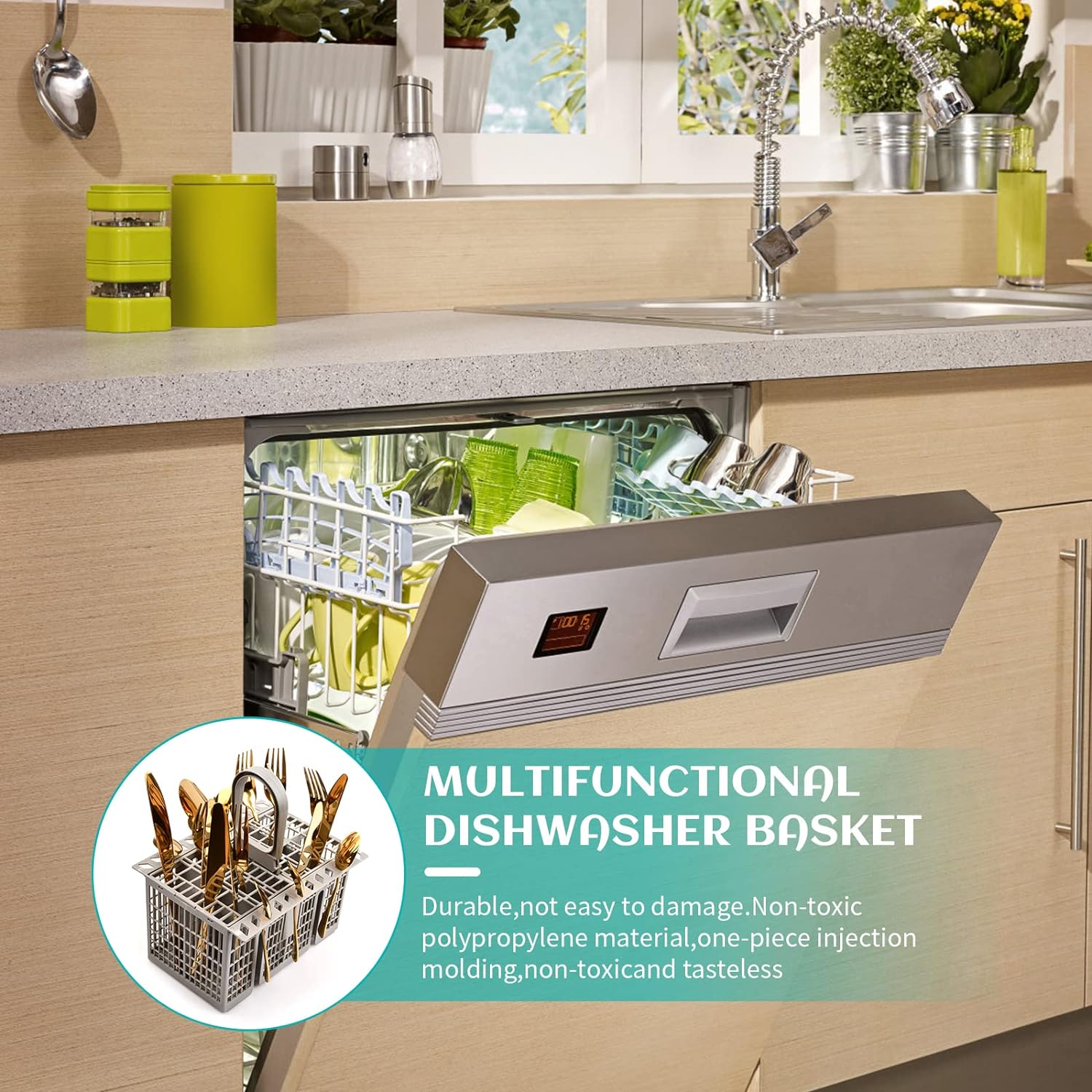 suchkawe Cutlery Cage Basket Dishwasher Basket, Dishwasher Utensil Basket, Cutlery Holder for Dishwasher Universal, for Most Hotpoint/Indesit Dishwasher (Detachable Handle) - Amazing Gadgets Outlet