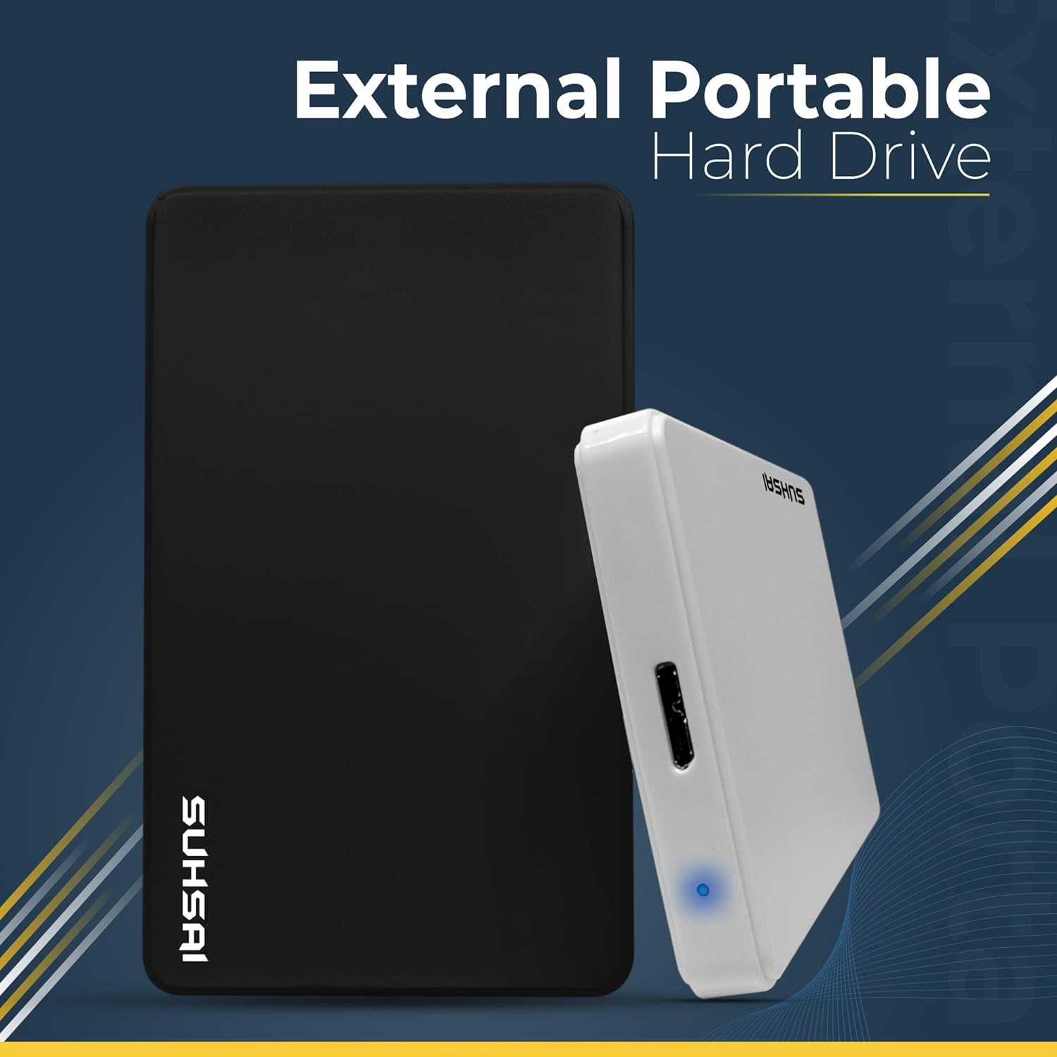 SUHSAI 500GB External Hard drive, 2.5” Portable External Hdd, USB 3.0 Hard disk, Ultra Slim Storage and Backup Drive, USB Hard drive Compatible with Gaming Console, PC, Mac, Laptop, Xbox, PS4 (Black) - Amazing Gadgets Outlet