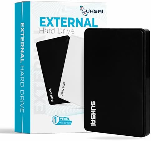 Suhsai Portable External Hard Drive HDD, 2.5" Slim Lightweight Hard Disk Drive, USB 2.0 for Computer, Laptop, PC, Mac, Chromebook - for Storage and Back Up (White, 500GB) - Amazing Gadgets Outlet