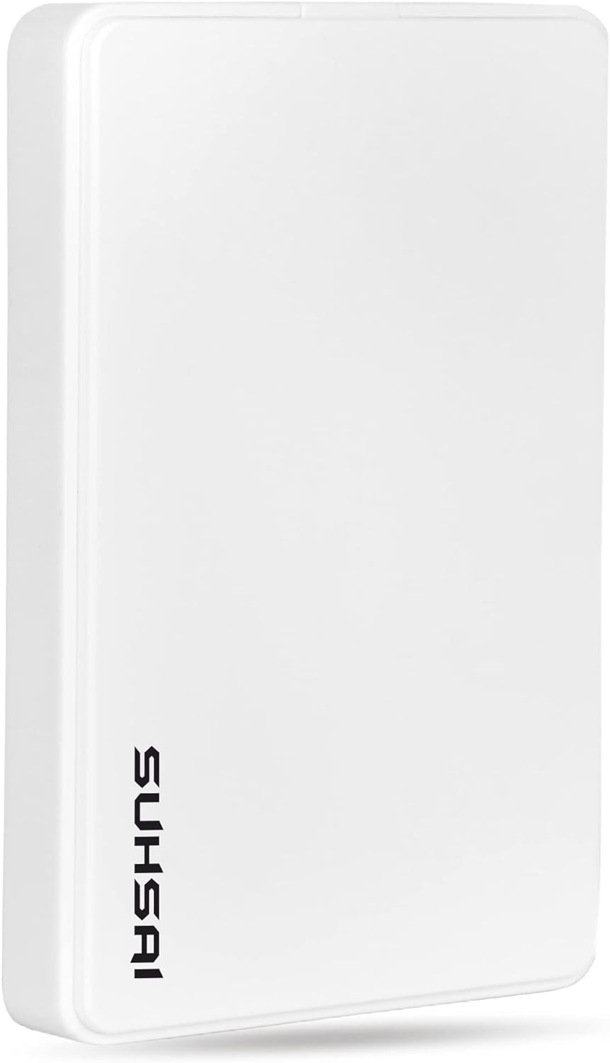 Suhsai Portable External Hard Drive HDD, 2.5" Slim Lightweight Hard Disk Drive, USB 2.0 for Computer, Laptop, PC, Mac, Chromebook - for Storage and Back Up (White, 500GB) - Amazing Gadgets Outlet