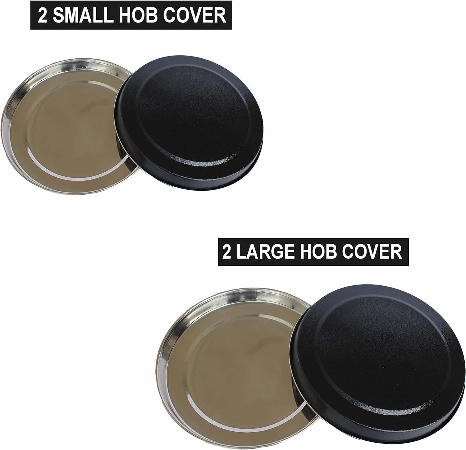 SUL 4 Pcs Hob Cover Set Stove Plate Cooker Top Burner Protector Silver Kit Home Kitchen Tools & Accessories Restaurants CANTEENS Safety Worktop Savers (Black) - Amazing Gadgets Outlet