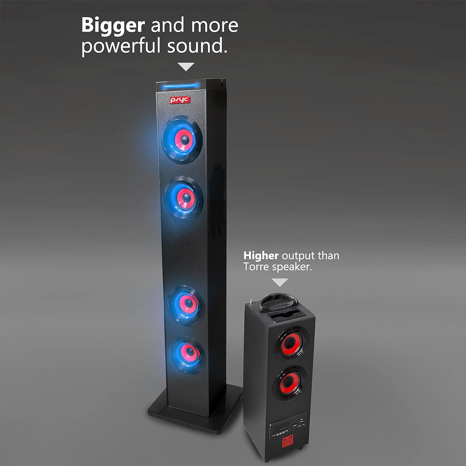 Sumvision PYSC Wireless Bluetooth LED Tower Speaker Torre XL Bluetooth Tower Speakers Stand for PC phone Iphone Ipad Samsung Galaxy with built in radio - Amazing Gadgets Outlet